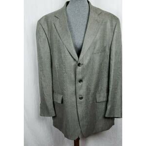 Stafford Men's Blazer 3 Button Black/Gray Sports Coat Size 46R Jacket Silk Wool
